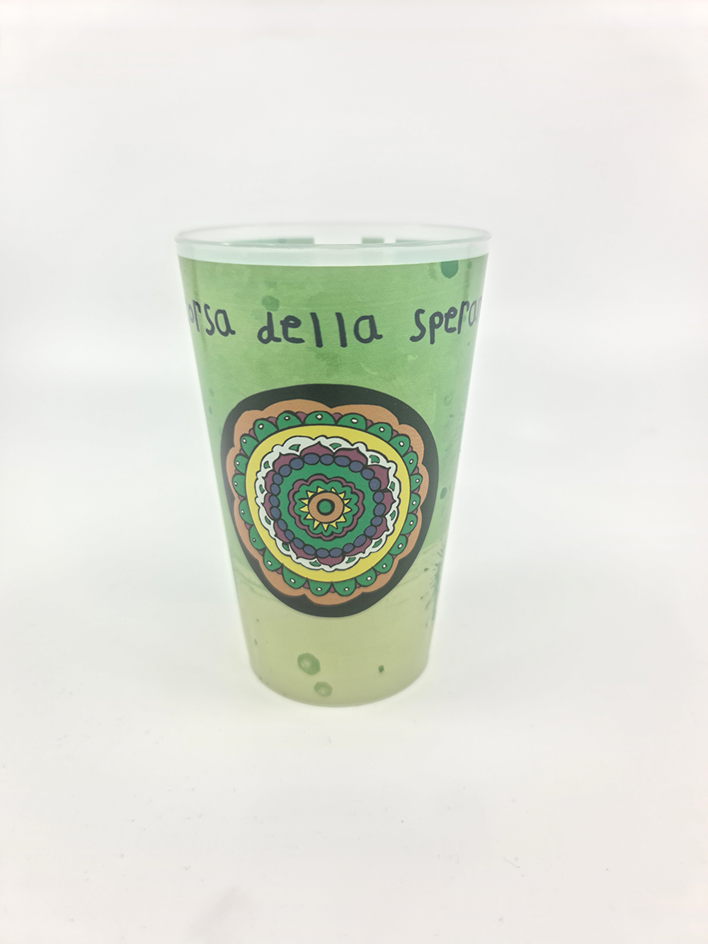 Bicchiere ecologico in plastica riciclata con personalizzazione