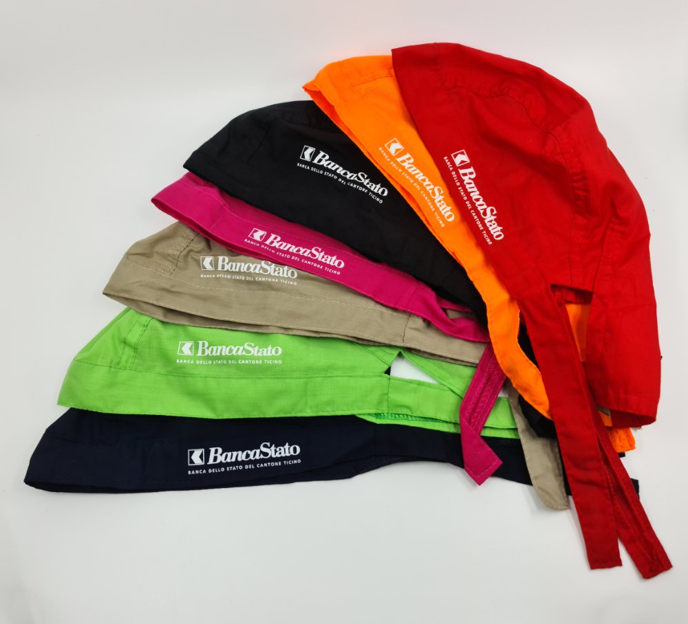 Cappellino/bandana con stampa in serigrafia del logo