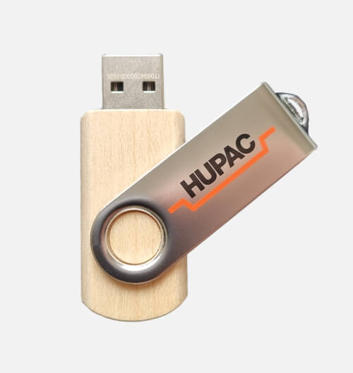 Chiavetta USB in legno e twist metallico personalizzabile